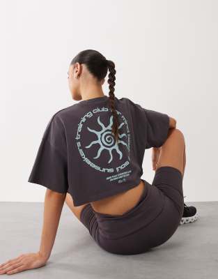 4505 Heavyweight Cotton Cropped T-shirt With Back Print In Gray