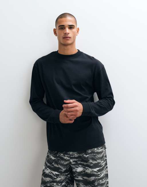 4505 heavyweight cotton oversized long sleeve t-shirt with back print in black, 2 of 5
