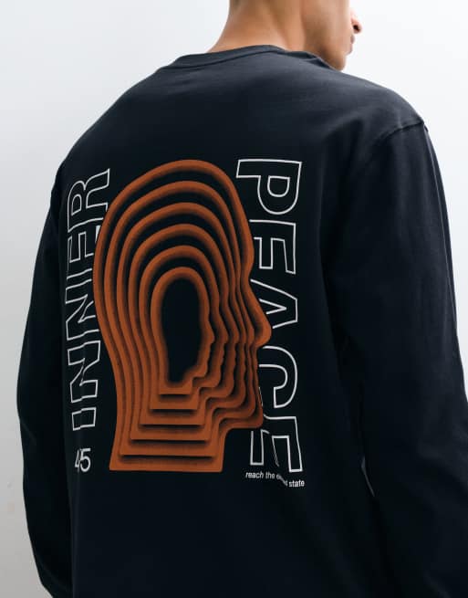 4505 heavyweight cotton oversized long sleeve t-shirt with back print in black, 5 of 5