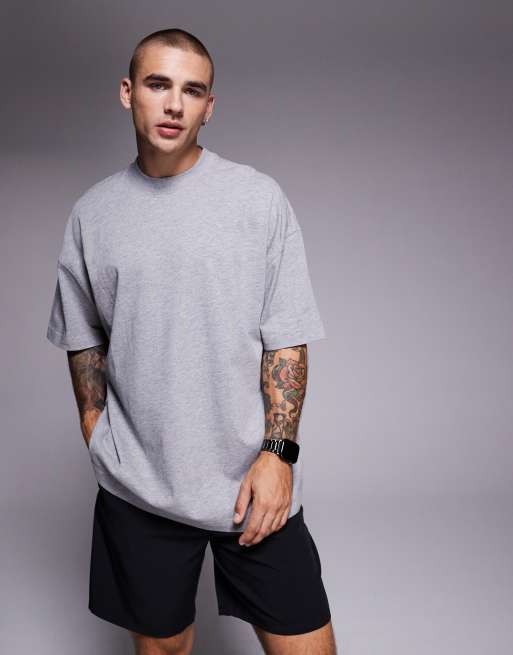 4505 heavyweight cotton oversized t-shirt with back graphic and quick dry finish in heather gray, 3 of 5