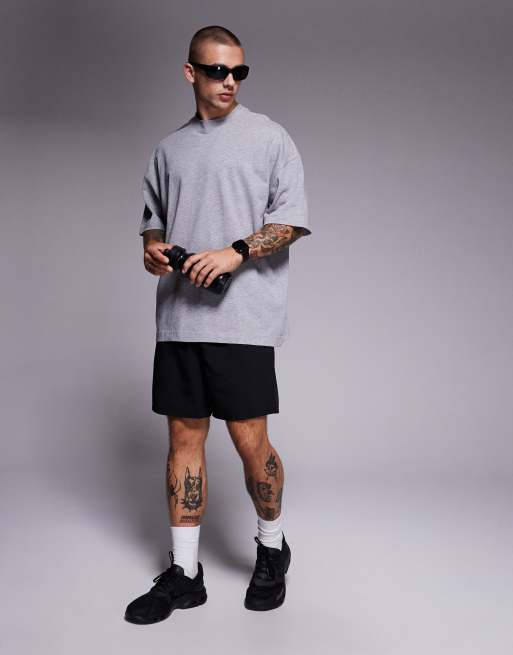 4505 heavyweight cotton oversized t-shirt with back graphic and quick dry finish in heather gray, 5 of 5