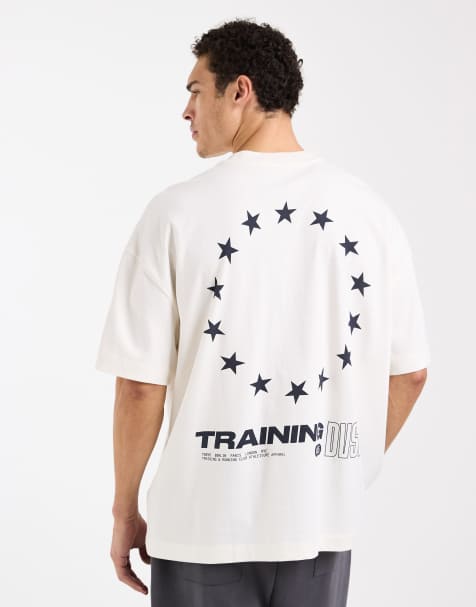 4505 heavyweight cotton oversized t-shirt with back graphic and quick dry finish in off white - view 1