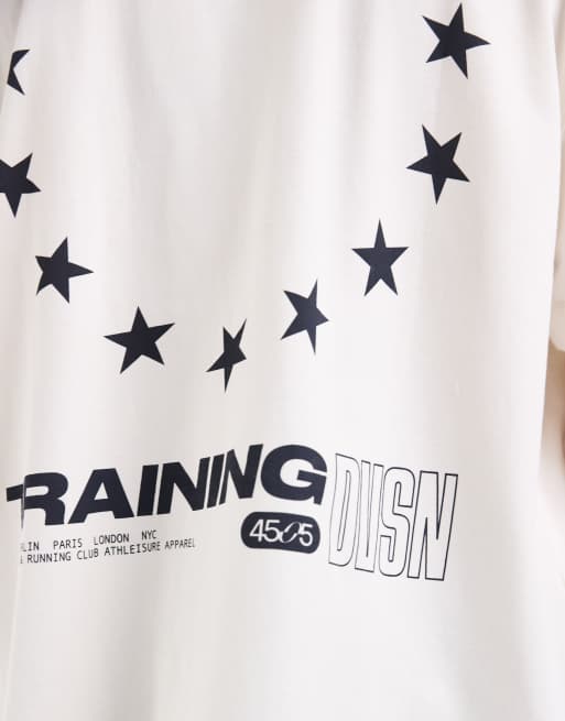 4505 heavyweight cotton oversized t-shirt with back graphic and quick dry finish in off white, 4 of 5