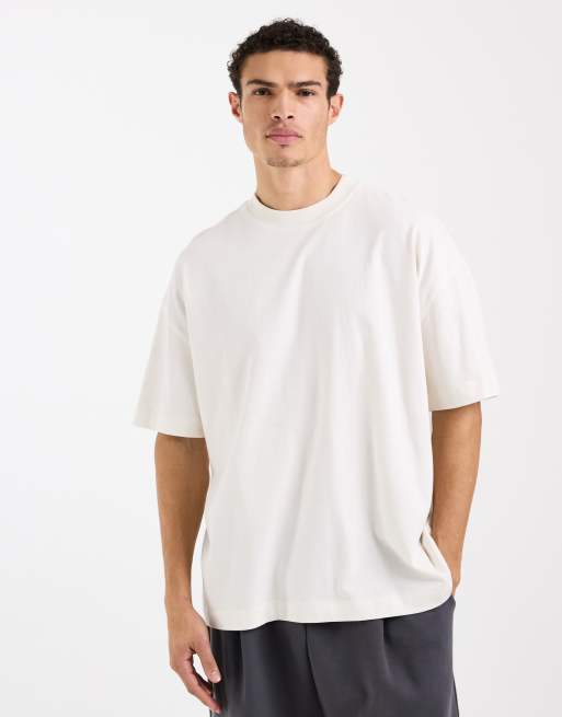 4505 heavyweight cotton oversized t-shirt with back graphic and quick dry finish in off white, 5 of 5