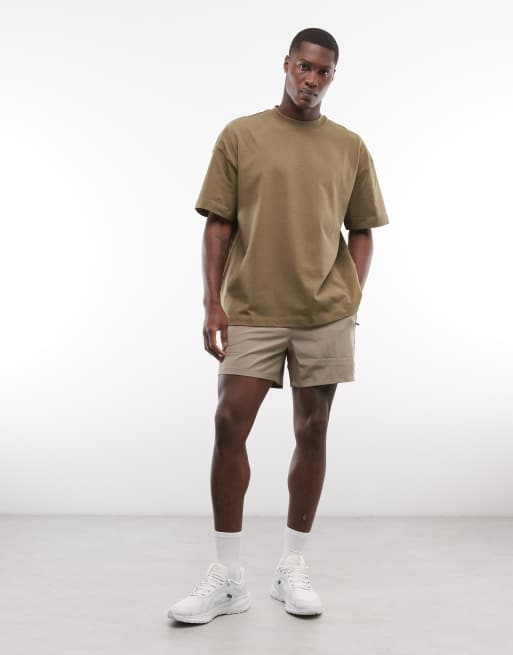 4505 heavyweight cotton oversized t-shirt with back graphic and quick-dry finish in olive, 2 of 5