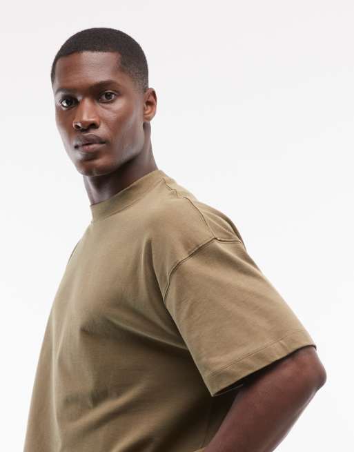 4505 heavyweight cotton oversized t-shirt with back graphic and quick-dry finish in olive, 3 of 5