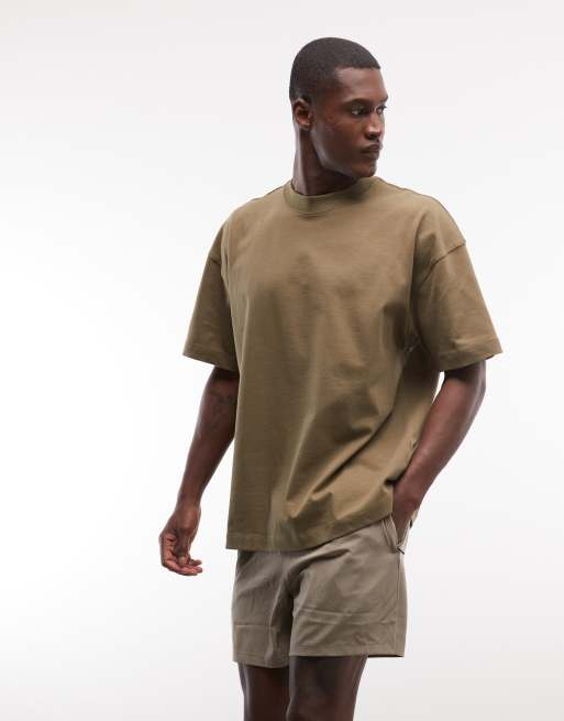 4505 heavyweight cotton oversized t-shirt with back graphic and quick-dry finish in olive, 5 of 5