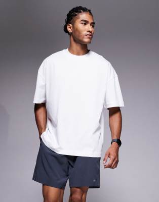 4505 Heavyweight Cotton Oversized T-shirt With Back Print And Quick Dry Finish In White