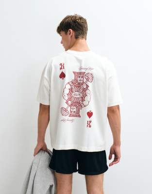 4505 Heavyweight Cotton Oversized T-shirt With Back Print In White