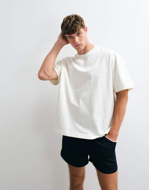 4505 heavyweight cotton oversized T-shirt with back print in vintage white, 4 of 5