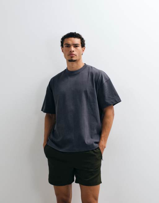 4505 heavyweight cotton oversized t-shirt with back print in washed charcoal, 5 of 5