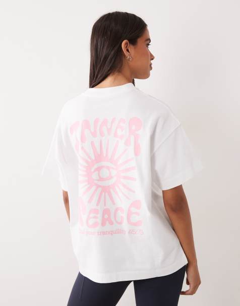 4505 heavyweight cotton oversized t-shirt with back print in white - view 1