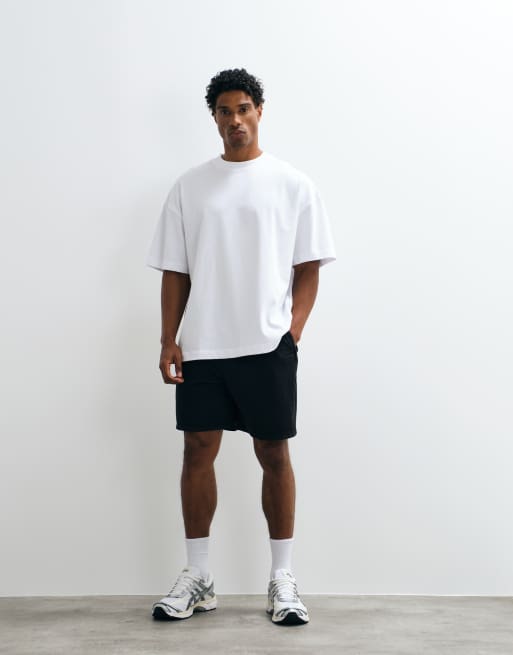 4505 heavyweight cotton oversized t-shirt with chest print and quick dry finish in white, 3 of 5