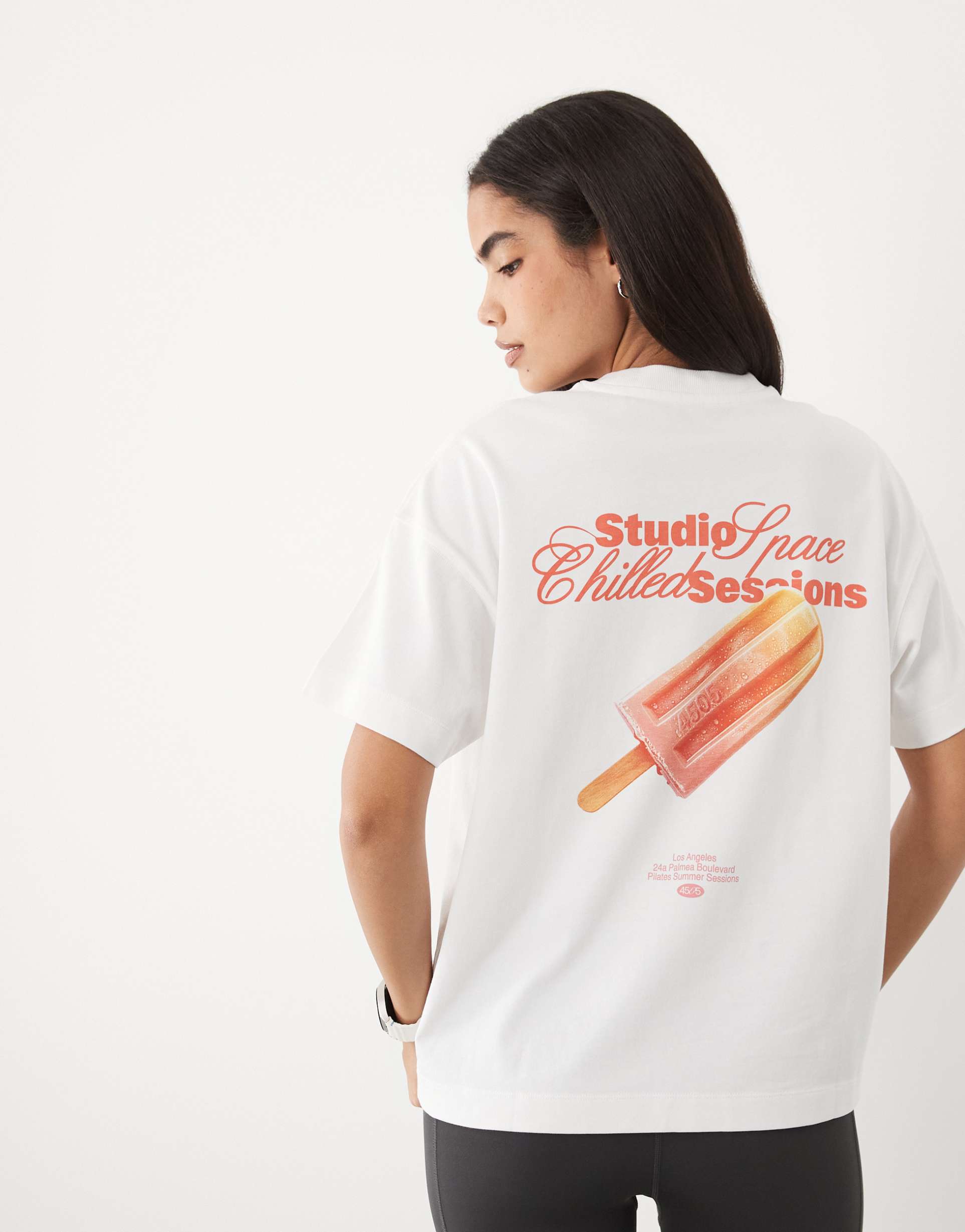 4505 heavyweight cotton oversized t-shirt with ice cream back print in white
