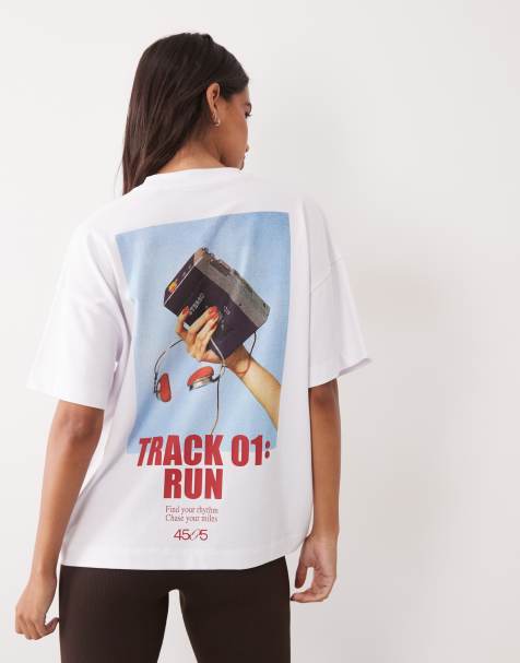4505 heavyweight cotton oversized t-shirt with retro back print in white - view 1