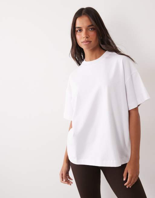 4505 heavyweight cotton oversized t-shirt with retro back print in white, 3 of 4