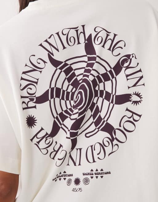4505 heavyweight cotton oversized t-shirt with sun back print in vintage white, 3 of 4