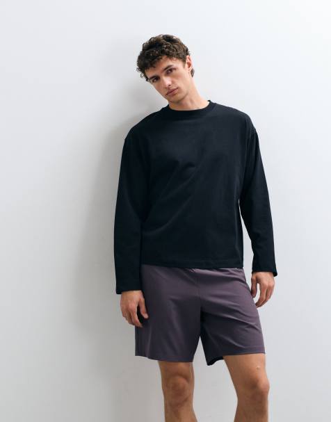 4505 heavyweight cotton shrunken boxy fit long sleeve t-shirt with quick dry finish in black - view 1