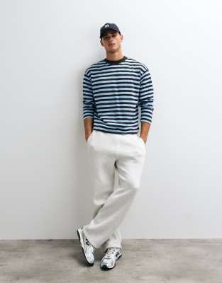 4505 Heavyweight Cotton Shrunken Boxy Fit Long Sleeve T-shirt With Quick Dry Finish In Multi