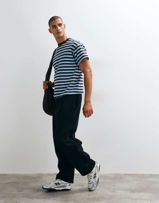 4505 heavyweight cotton shrunken boxy fit t-shirt with quick dry finish in stripe, 2 of 5