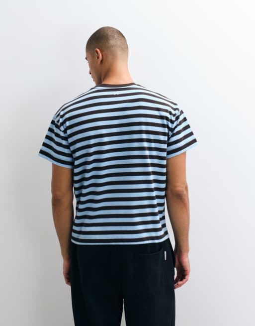 4505 heavyweight cotton shrunken boxy fit t-shirt with quick dry finish in stripe, 3 of 5