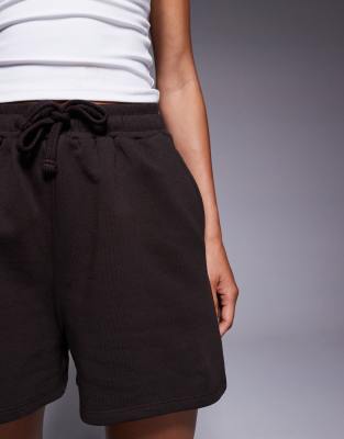 4505 Heavyweight Cotton Sweatshirt Fabric Shorts With Quick Dry Finish In Brown