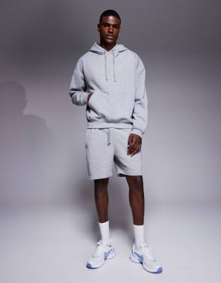 asos 4505 heavyweight cotton training hoodie with quick dry finish in grey marl