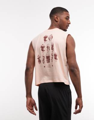 4505 Heavyweight Quick Dry Cropped Cotton Tank Top With Back Graphic In Pink