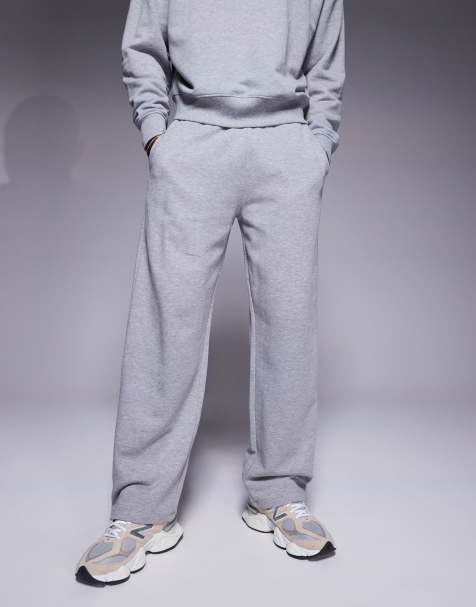 4505 heavyweight wide leg cotton training trackies with quick dry finish in grey marl - view 1