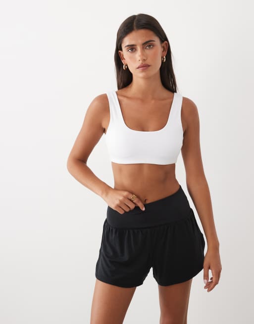4505 high waist jersey running shorts with back zip pocket and inner brief in black, 2 of 5