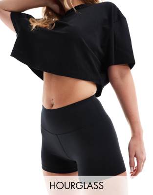 4505 4505 Hourglass Icon 3 inch booty short in soft touch with quick dry in black