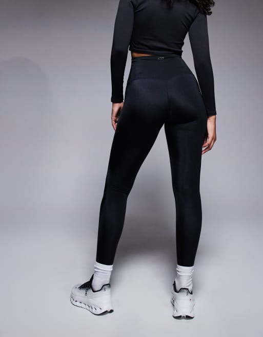 4505 Hourglass Icon active bum sculpt high waist gym legging with inner pocket in black high shine, 3 of 5