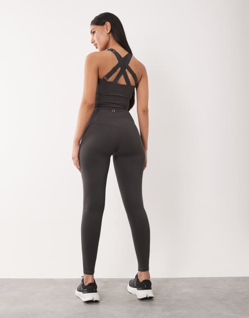 4505 Hourglass Icon active bum sculpt high waist gym legging with inner pocket in smoke grey, 5 of 5