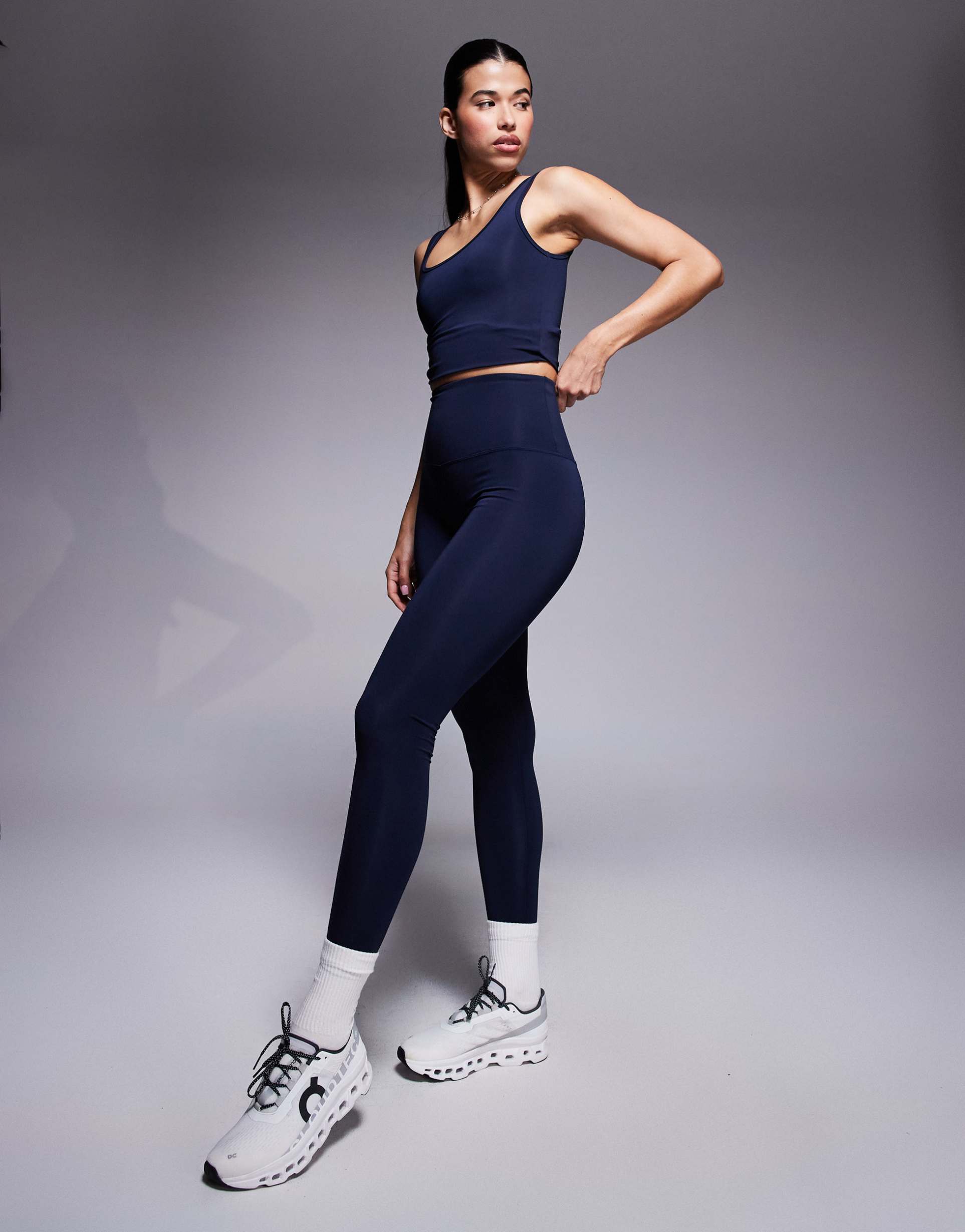 4505 hourglass icon active bum sculpt high waist gym leggings with inner pocket in deep navy
