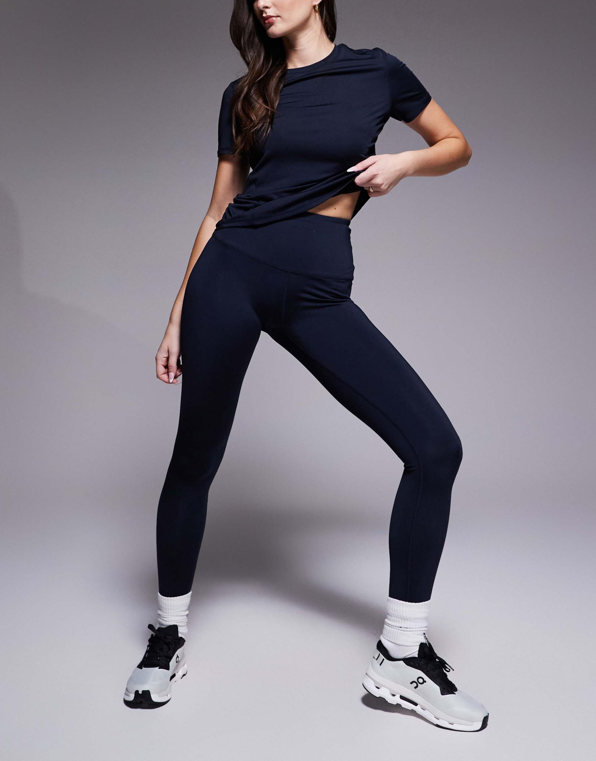 4505 hourglass icon active bum sculpt high waist gym leggings with inner pocket in navy