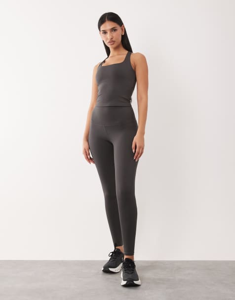 4505 Hourglass – Icon Active – Rökgrå gymleggings med formande design baktill, hög midja och innerficka - view 1