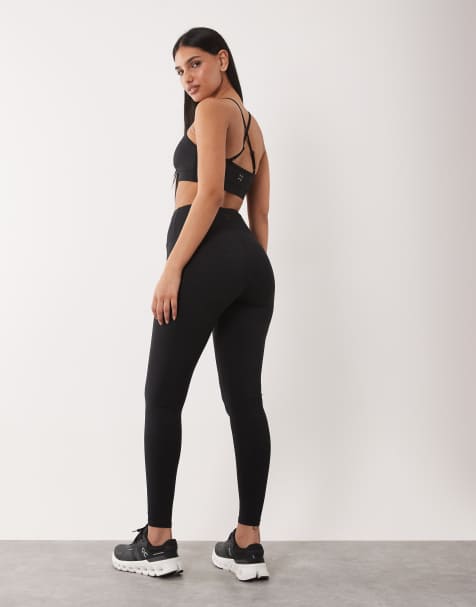 4505 Hourglass – Icon Active – Svarta löparleggings med knytband i midjan och mobilficka - view 1