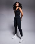 [ASOS] 4505 Hourglass Icon active tie waist run leggings with phone pocket in black 4 Black