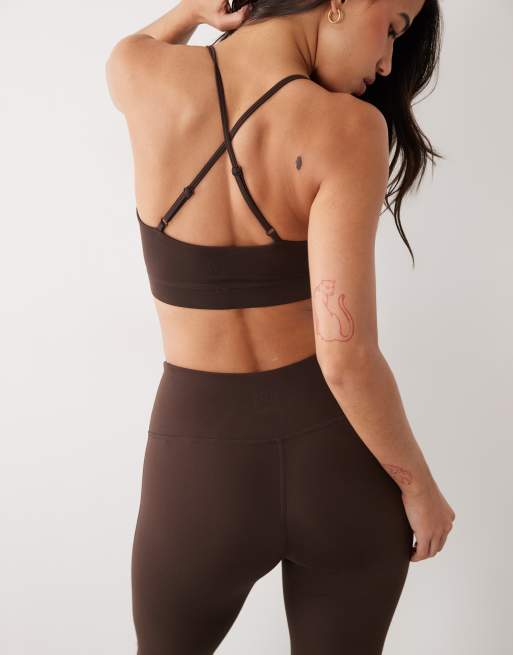 4505 Hourglass - Icon - Bløde chokoladefarvede højtaljede smalle yogaleggings, 4 af 5