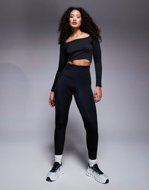 4505 Hourglass Icon bum sculpt gym leggings with inner pocket in black high shine - view 1