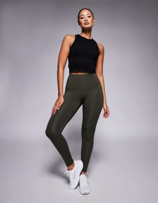 4505 - Hourglass Icon - Gesäßformende Sport-Leggings in Dunkelgrün mit Innentasche