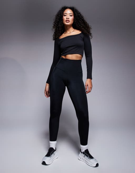 4505 Hourglass - Icon - Leggings da palestra modellanti sul retro neri lucidi con tasca interna 