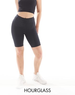 4505 Hourglass - Icon - Leggings-Shorts aus Sportmaterial in Schwarz mit formendem Detail am Po, 20 cm Schrittlänge