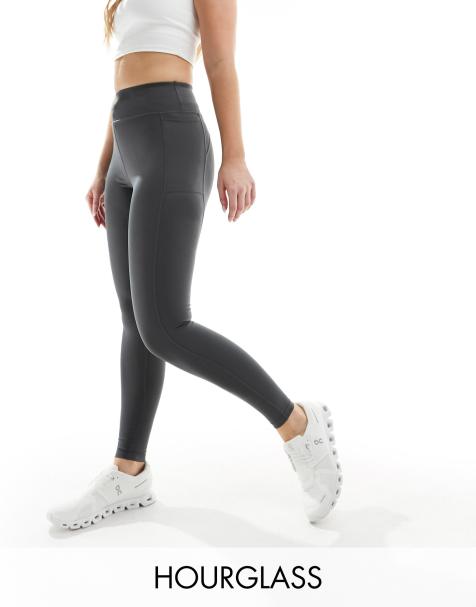4505 Hourglass Icon running tie waist gym legging with phone pocket in dark charcoal - view 1