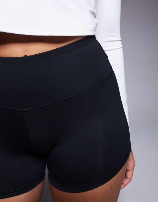 4505 Hourglass Icon soft touch high waist 3 inch booty shorts in black, 3 of 5