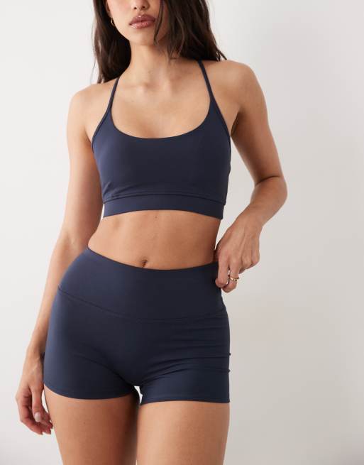 4505 Hourglass Icon soft touch high waist 3 inch booty shorts in midnight navy, 2 of 5