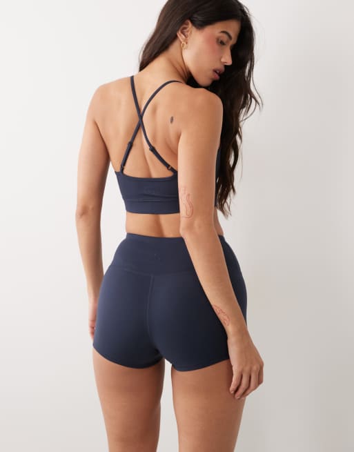 4505 Hourglass Icon soft touch high waist 3 inch booty shorts in midnight navy, 3 of 5