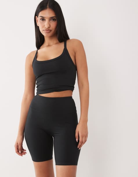 4505 Hourglass Icon soft touch high waist 8 inch legging shorts in black - view 1