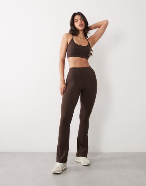4505 Hourglass Icon soft touch high waist slim kick yoga leggings in chocolate - view 1
