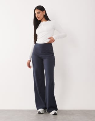 4505 Hourglass Icon Soft Touch High Waist Wide Leg Dance Pants In Blue